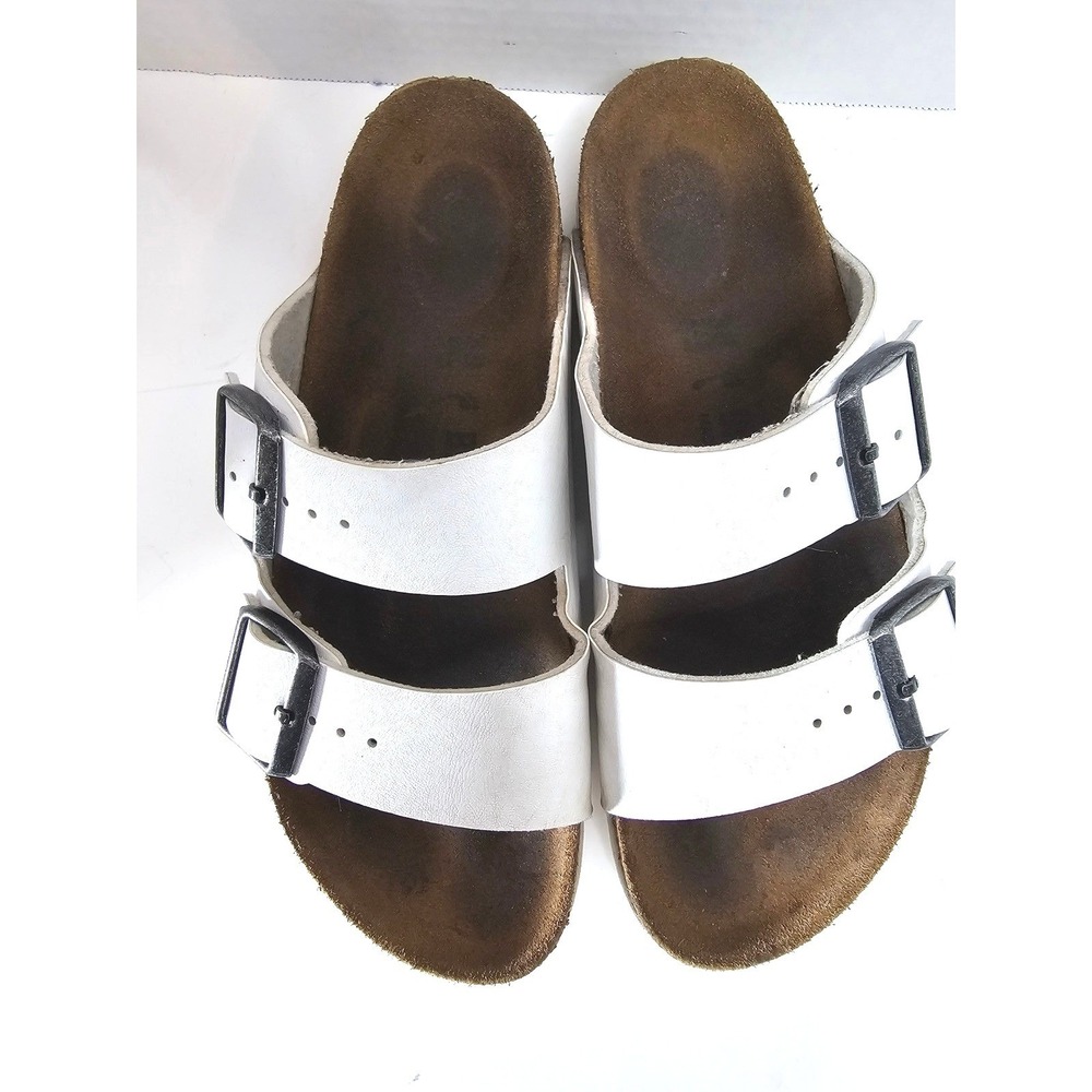Birkenstock Arizona White Leather Two Strap Sandals Unisex EUC SZ 38 - Picture 5 of 10